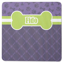 Pawprints & Bones Square Rubber Backed Coaster (Personalized)