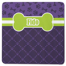 Pawprints & Bones Square Rubber Backed Coaster (Personalized)