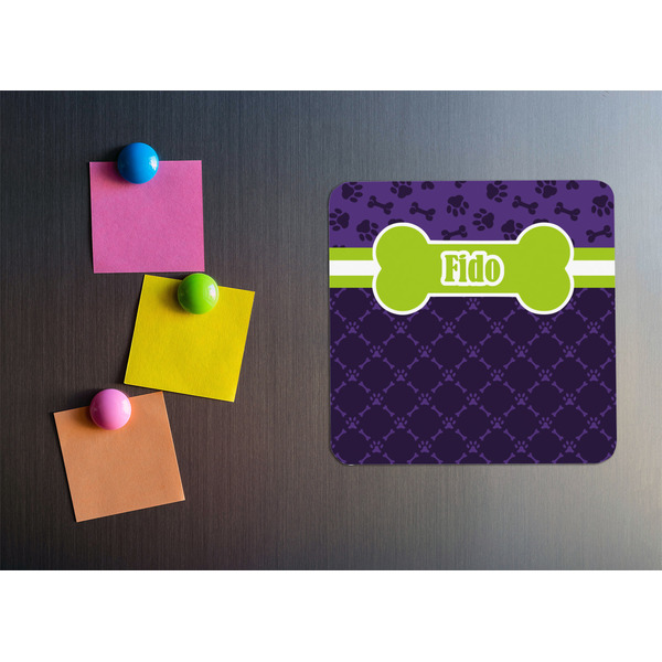 Pawprints & Bones Square Fridge Magnet - LIFESTYLE