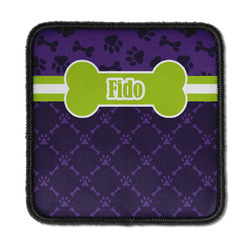 Pawprints & Bones Iron On Square Patch w/ Name or Text