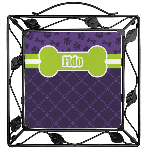 Custom Pawprints & Bones Square Trivet (Personalized)