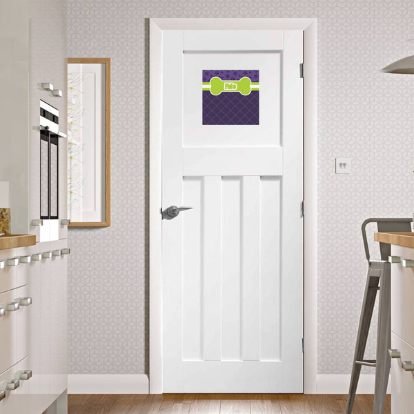 Pawprints & Bones Square Wall Decal on Door