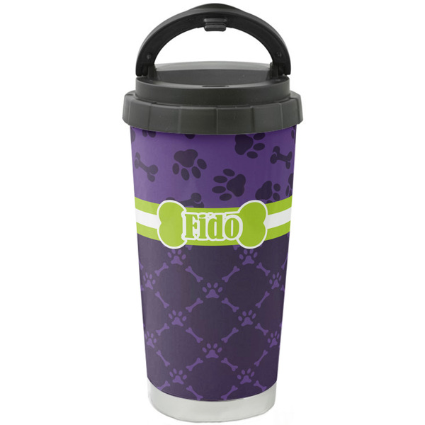 Custom Pawprints & Bones Stainless Steel Coffee Tumbler (Personalized)