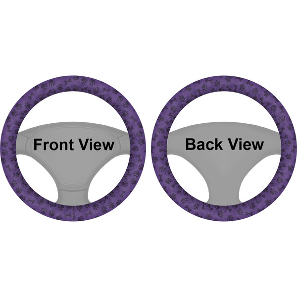 Pawprints & Bones Steering Wheel Cover- Front and Back