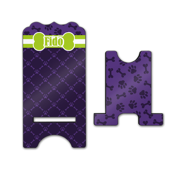 Pawprints & Bones Stylized Phone Stand - Front & Back - Large