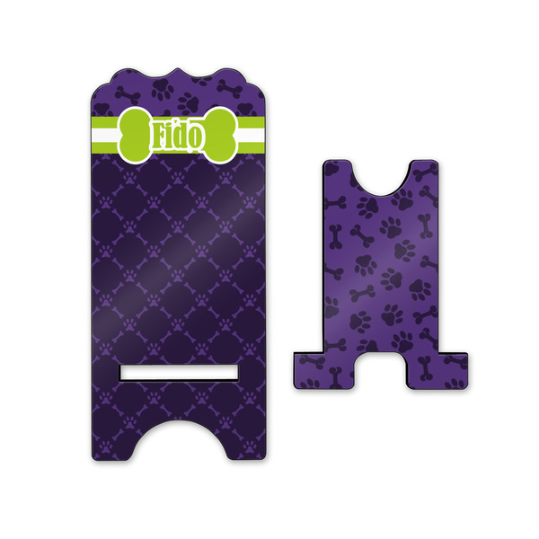 Pawprints & Bones Stylized Phone Stand - Front & Back - Small