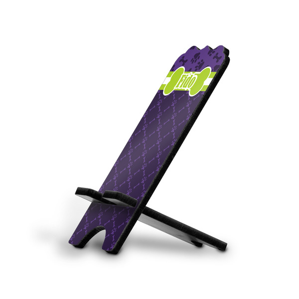 Custom Pawprints & Bones Stylized Cell Phone Stand - Small w/ Name or Text