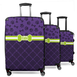 Pawprints & Bones 3 Piece Luggage Set - 20" Carry On, 24" Medium Checked, 28" Large Checked (Personalized)