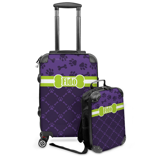 Custom Pawprints & Bones Kids 2-Piece Luggage Set - Suitcase & Backpack (Personalized)