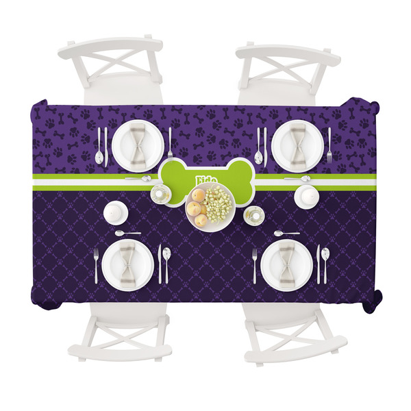Pawprints & Bones Tablecloths (58"x102") - TOP VIEW (with plates)