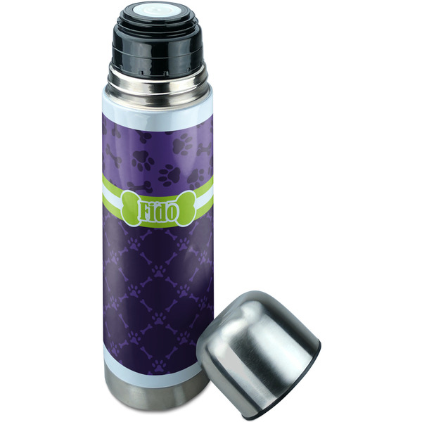 Pawprints & Bones Thermos - Lid Off