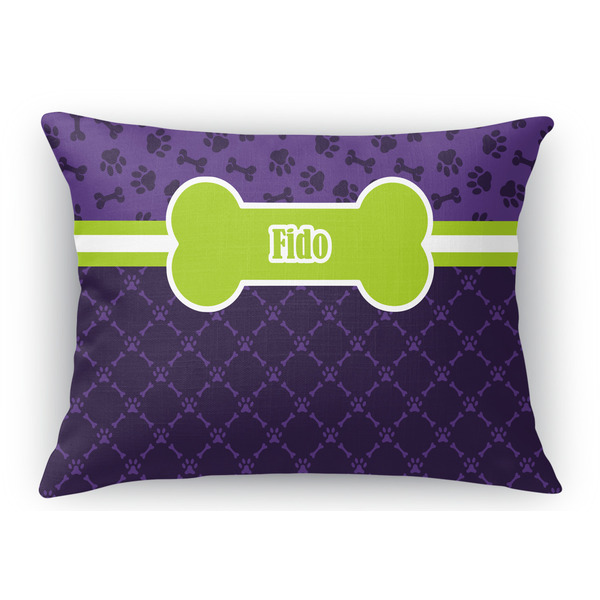 Custom Pawprints & Bones Rectangular Throw Pillow Case - 12"x18" (Personalized)
