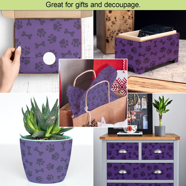 Pawprints & Bones Tissue Paper - In Use Collage