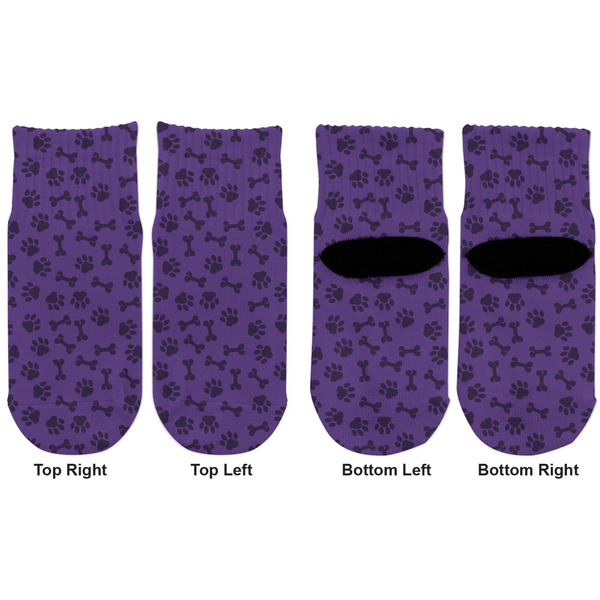 Pawprints & Bones Toddler Ankle Socks - Double Pair - Front and Back - Apvl