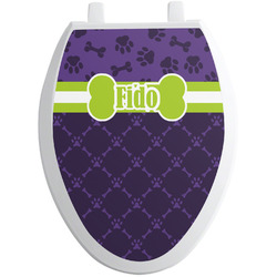 Pawprints & Bones Toilet Seat Decal - Elongated (Personalized)