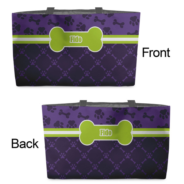 Pawprints & Bones Tote w/Black Handles - Front & Back Views