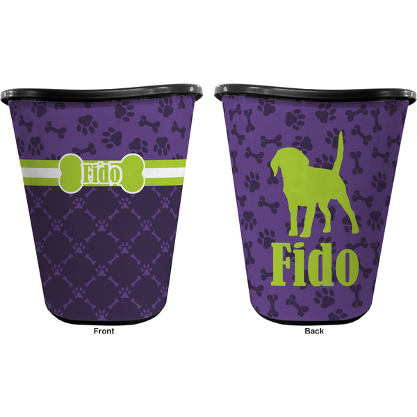 Pawprints & Bones Trash Can Black - Front and Back - Apvl