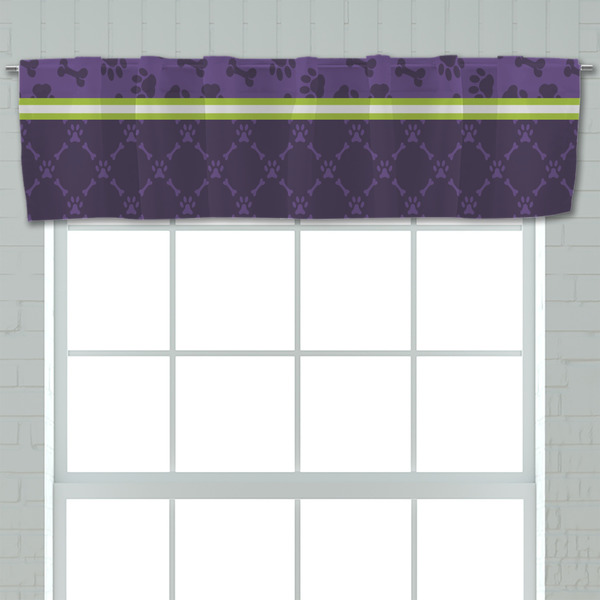 Pawprints & Bones Valance - Closeup on window