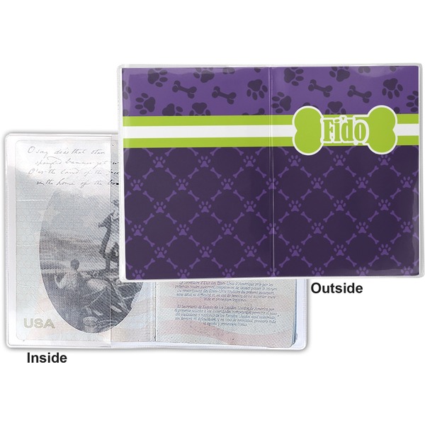 Pawprints & Bones Vinyl Passport Holder - Flat Front and Back