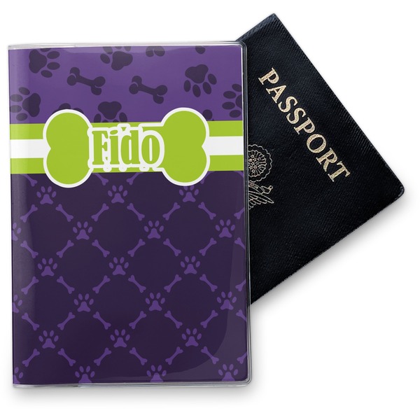 Custom Pawprints & Bones Vinyl Passport Holder (Personalized)