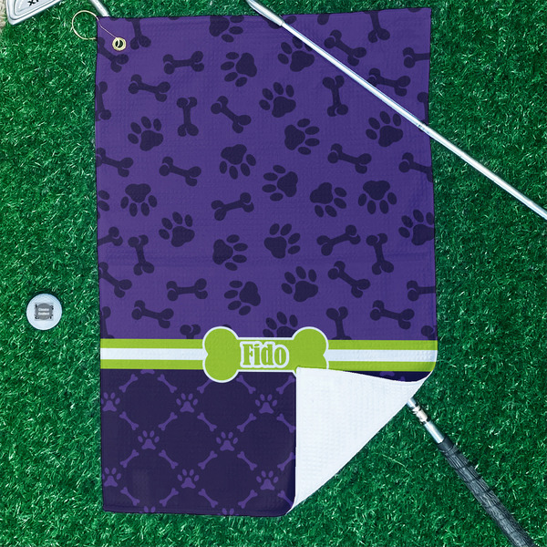 Pawprints & Bones Waffle Weave Golf Towel - In Context
