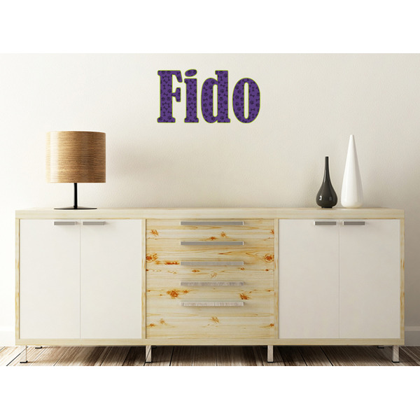 Pawprints & Bones Wall Name Decal On Wooden Desk