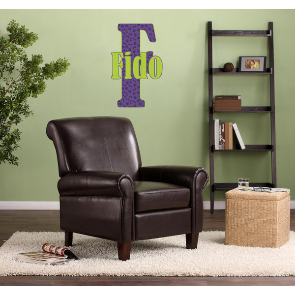 Pawprints & Bones Wall Name & Initial Large on Living Room Wall