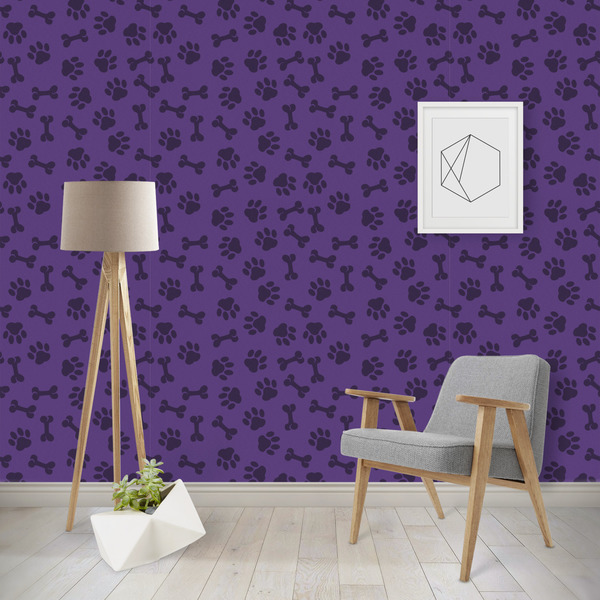 Custom Pawprints & Bones Wallpaper & Surface Covering (Water Activated - Removable)
