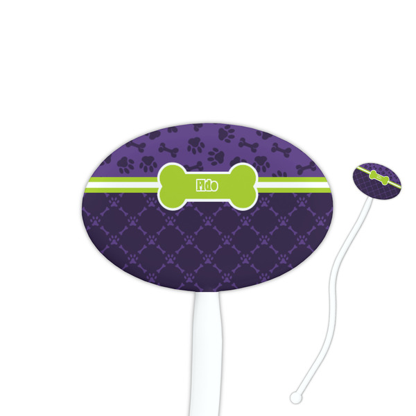 Custom Pawprints & Bones Oval Plastic Stir Sticks (Personalized)