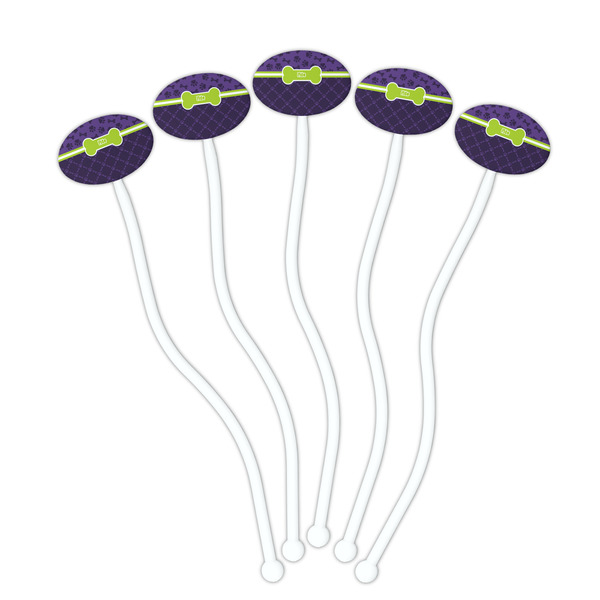 Pawprints & Bones White Plastic 7" Stir Stick - Oval - Fan