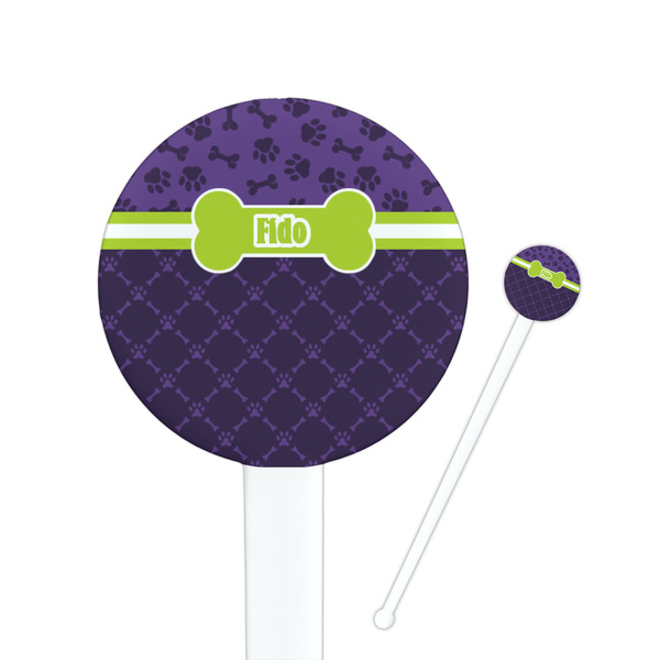 Custom Pawprints & Bones Round Plastic Stir Sticks (Personalized)