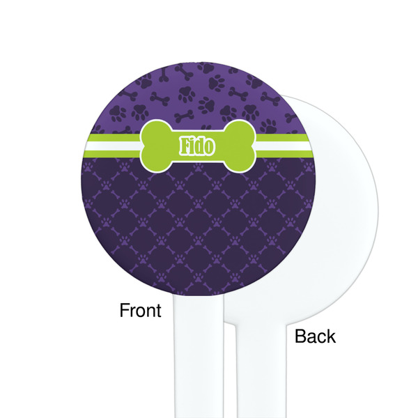 Pawprints & Bones White Plastic 7" Stir Stick - Single Sided - Round - Front & Back