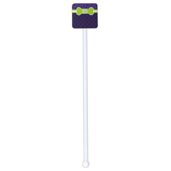 Pawprints & Bones White Plastic Stir Stick - Single Sided - Square - Single Stick