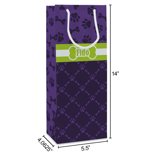 Pawprints & Bones Wine Gift Bag - Dimensions