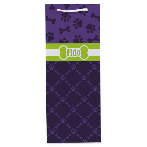 Pawprints & Bones Wine Gift Bag - Gloss - Front