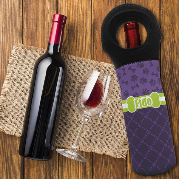 Pawprints & Bones Wine Tote Bag - FLATLAY