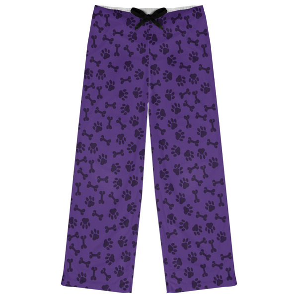 Custom Pawprints & Bones Womens Pajama Pants - L