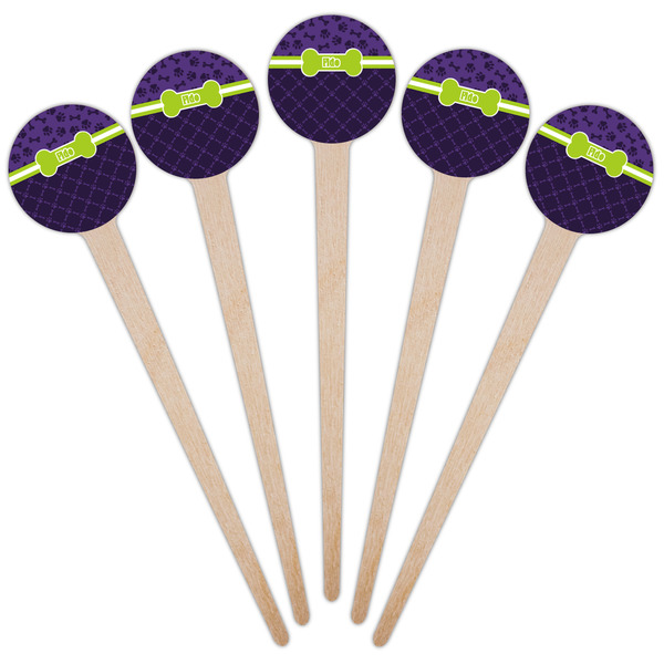 Pawprints & Bones Wooden 4" Food Pick - Round - Fan View