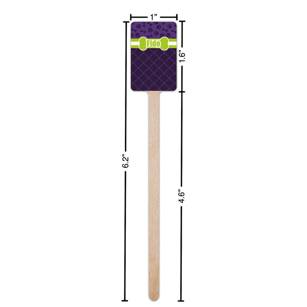 Pawprints & Bones Wooden 6.25" Stir Stick - Rectangular - Dimensions