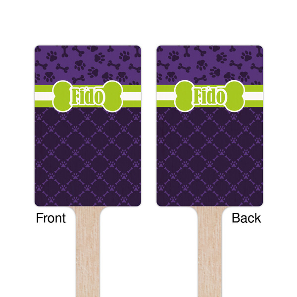 Pawprints & Bones Wooden 6.25" Stir Stick - Rectangular - Double Sided - Front & Back