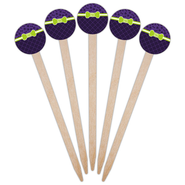 Pawprints & Bones Wooden 6" Food Pick - Round - Fan View