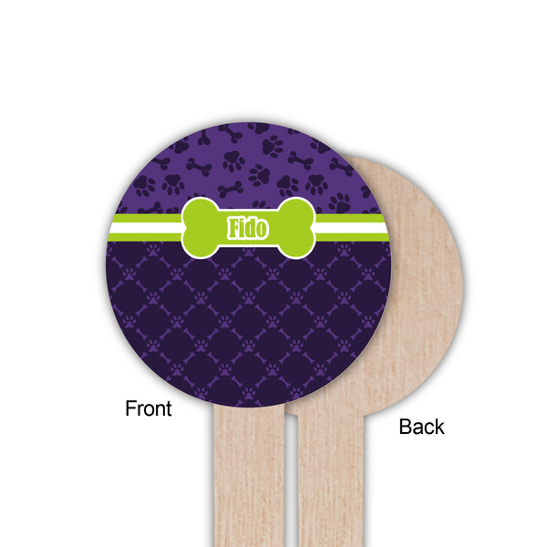 Pawprints & Bones Wooden 6" Food Pick - Round - Single Sided - Front & Back