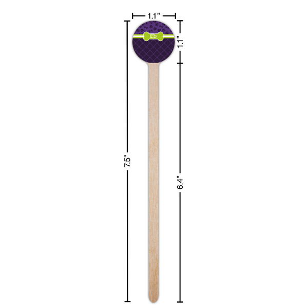 Pawprints & Bones Wooden 7.5" Stir Stick - Round - Dimensions