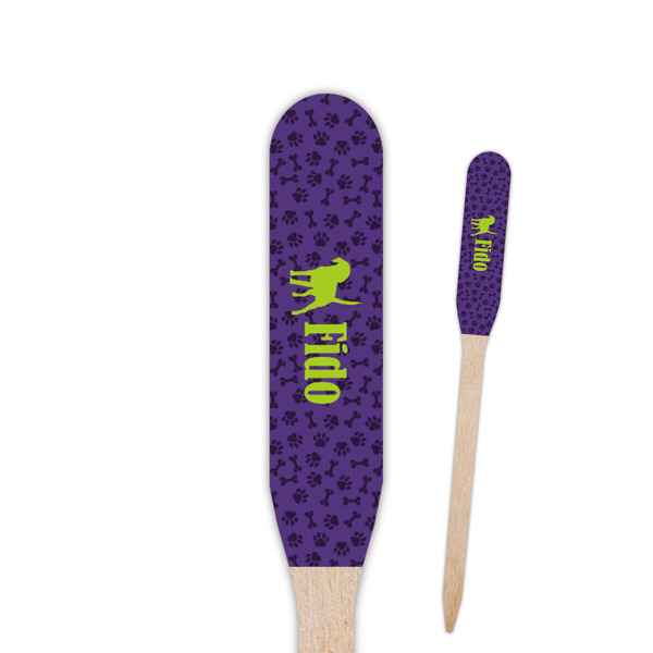 Custom Pawprints & Bones Paddle Wooden Food Picks - Double Sided (Personalized)