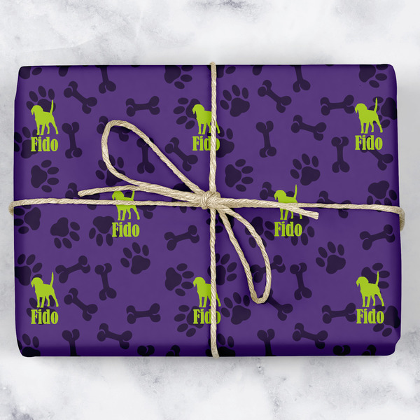 Custom Pawprints & Bones Wrapping Paper (Personalized)