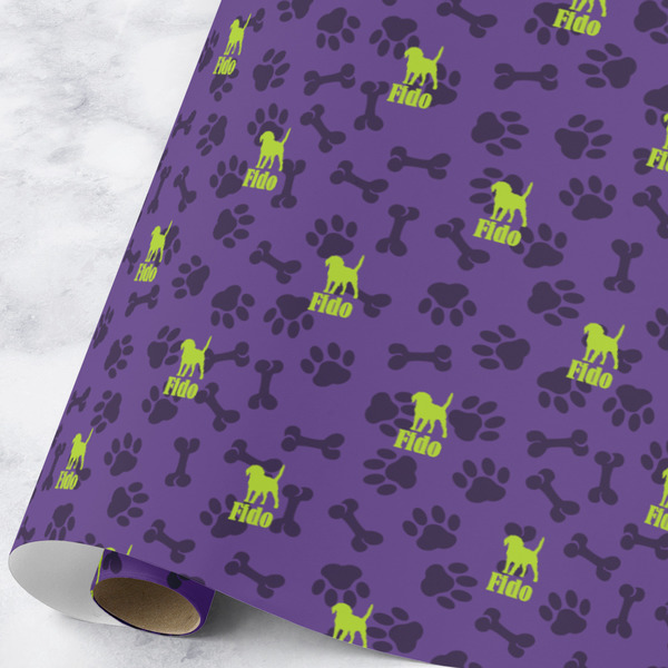 Custom Pawprints & Bones Wrapping Paper Roll - Large (Personalized)