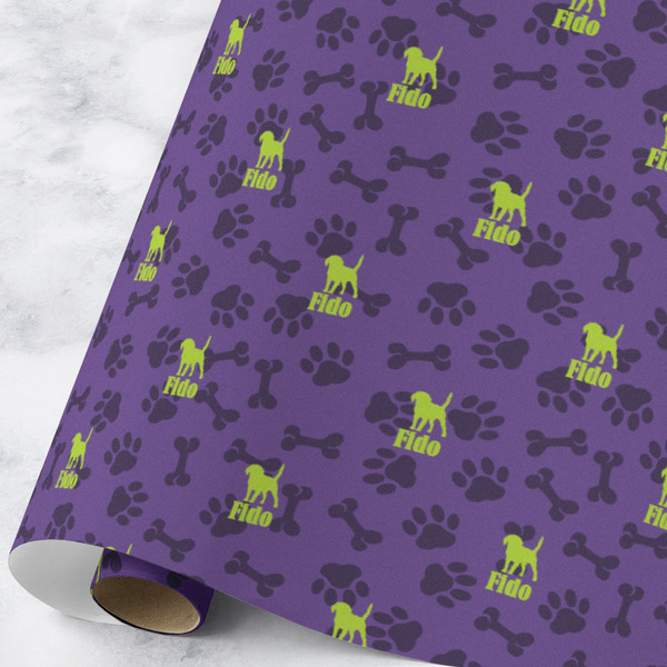 Custom Pawprints & Bones Wrapping Paper Roll - Large - Matte (Personalized)