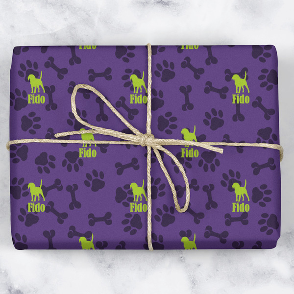 Pawprints & Bones Wrapping Paper Roll - Matte - Wrapped Box