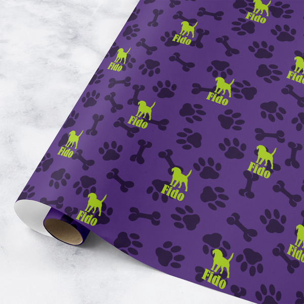 Custom Pawprints & Bones Wrapping Paper Roll - Small (Personalized)