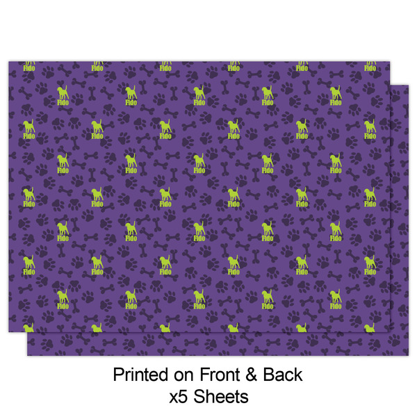 Pawprints & Bones Wrapping Paper Sheet - Double Sided - Front